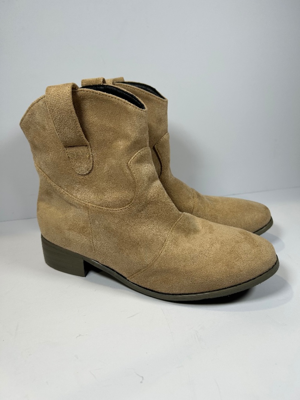 Unbranded Tan Suede Westerncore Ankle Boots Sz 39 (US 8-8.5) Coastal Cowgirl